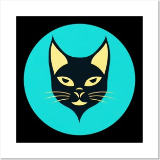 Abstract black cat Posters and Art